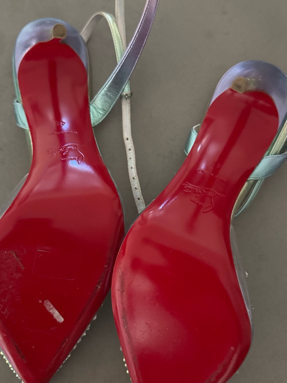 Christian Louboutin Spikaqueen Iridescent Crystal-Embellished Ankle-Strap Pumps - Picture 5 of 9